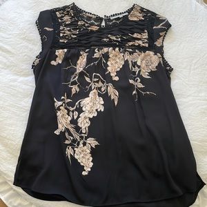 Danielrainn black/peach cap sleeve blouse